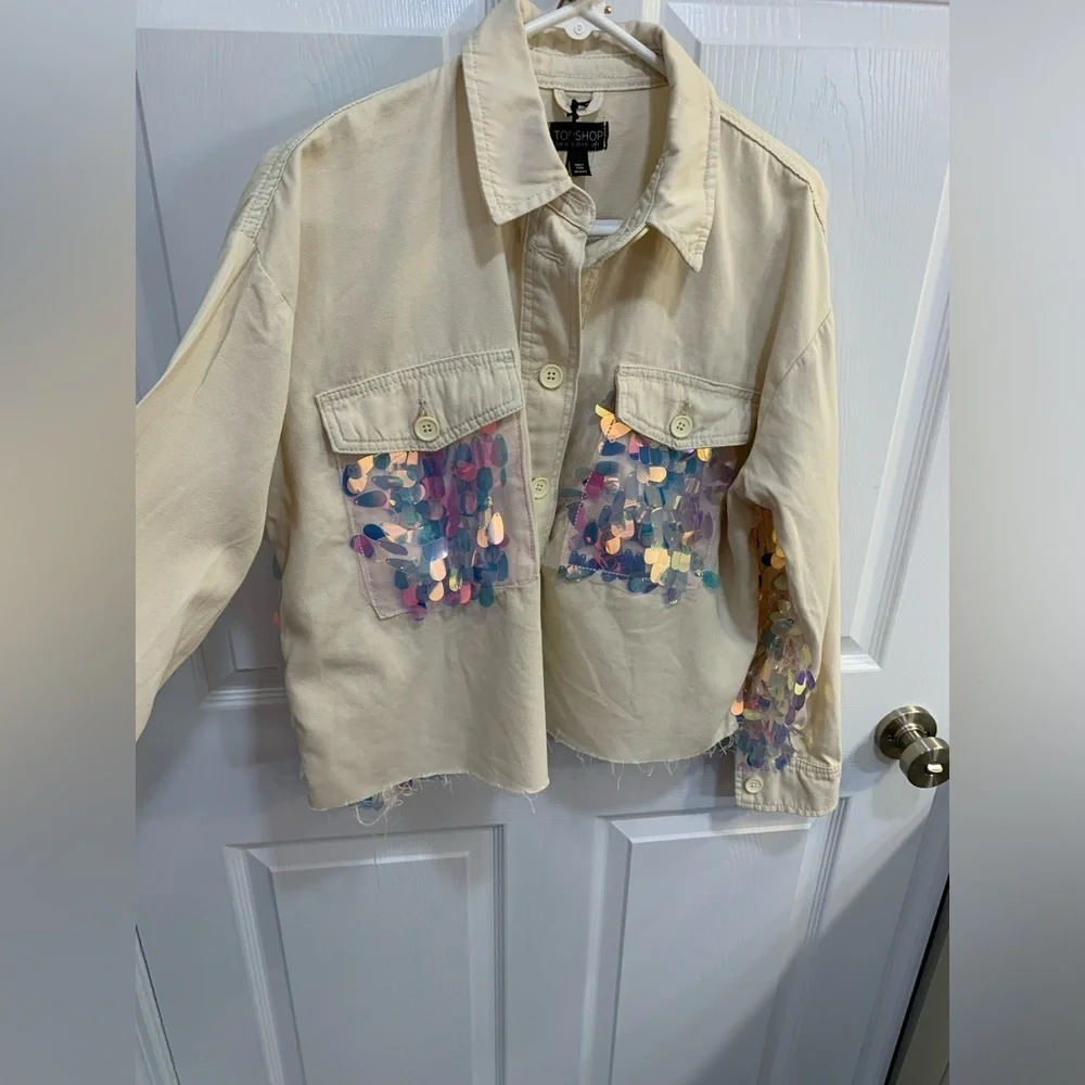 NWT Cute sparkling top shop denim jacket size small
